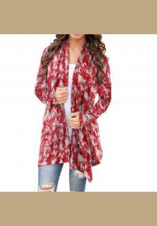 Womens Fashion Open Front Christmas Print Casual Long Sleeve Cardigans 