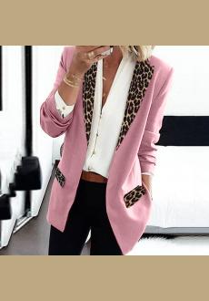 Womens Casual Leopard Print Blazers Open Front Long Sleeve Work Office Jackets Blazer 