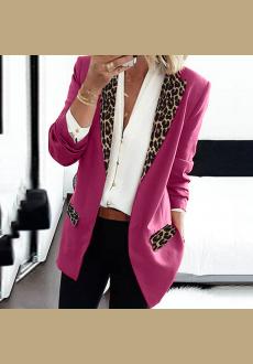 Womens Casual Leopard Print Blazers Open Front Long Sleeve Work Office Jackets Blazer 