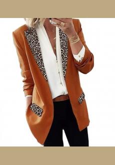 Womens Casual Leopard Print Blazers Open Front Long Sleeve Work Office Jackets Blazer 