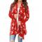 Womens Fashion Open Front Christmas Print Casual Long Sleeve Cardigans 
