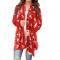 Womens Fashion Open Front Christmas Print Casual Long Sleeve Cardigans 