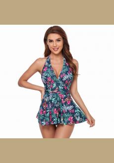 Sexy Print V Neck one-piece