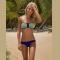 F4378-2Green Black Strapless Zip up Low Rise Bikini Set