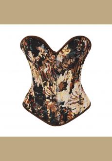 Vintage Floral Jacquard Overbust Corset Medieval Corset Top