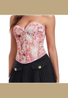 Vintage Floral Jacquard Overbust Corset Medieval Corset Top