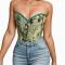 Vintage Floral Jacquard Overbust Corset Medieval Corset Top