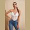 Solid Corset Lace Splicing Halter Top Elegant Women Corset Top