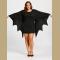 Plus Size Bat Wing Sleeve Mini Dress, Gothic Halloween Costume, Black